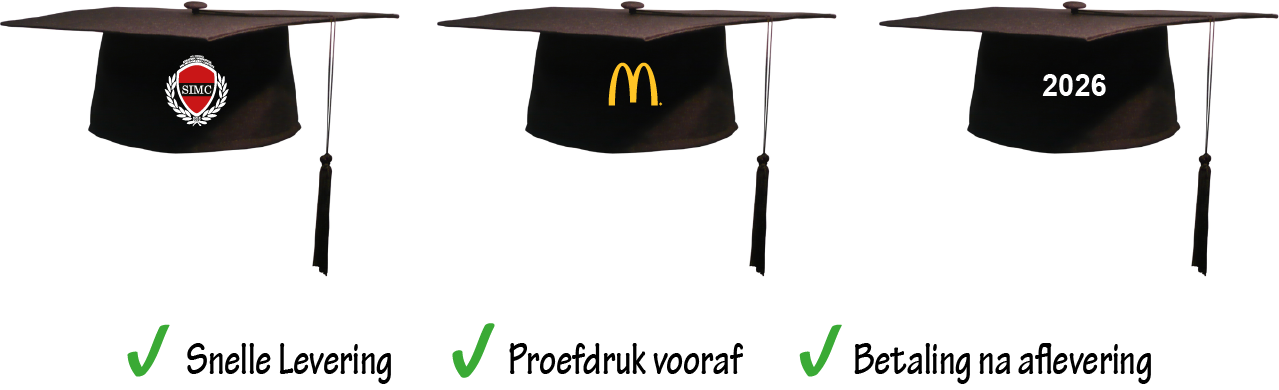 Afstudeerhoeden met opdruk